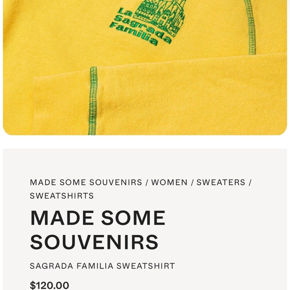 Yellow Sweatshirt with Green Accents from Barcelona Lisa says Gah brand - Picture 3 of 5